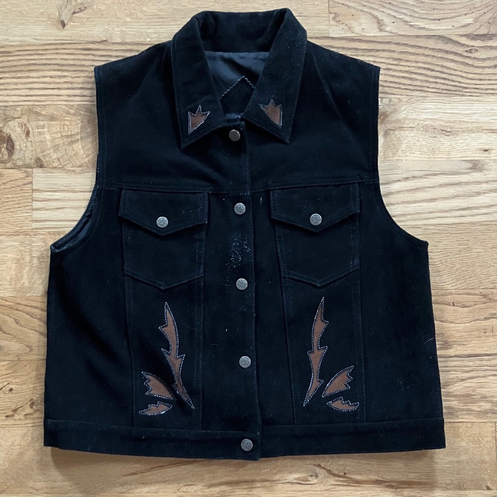 Black Suede Western-Inspired Vest